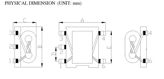 Surface Mount Balun Transformers Shapes and Dimensions