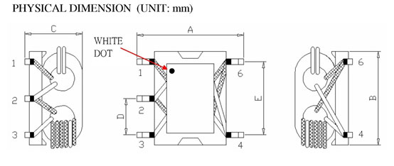 Surface Mount Balun Transformers Shapes and Dimensions