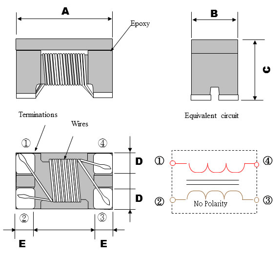 Surface Mount Common Mode Choke Shapes and Dimensions